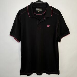 Loudmouth Golf Polo Shirt Mens Size XL Black Pink Accents Logo Short Sleeve EUC